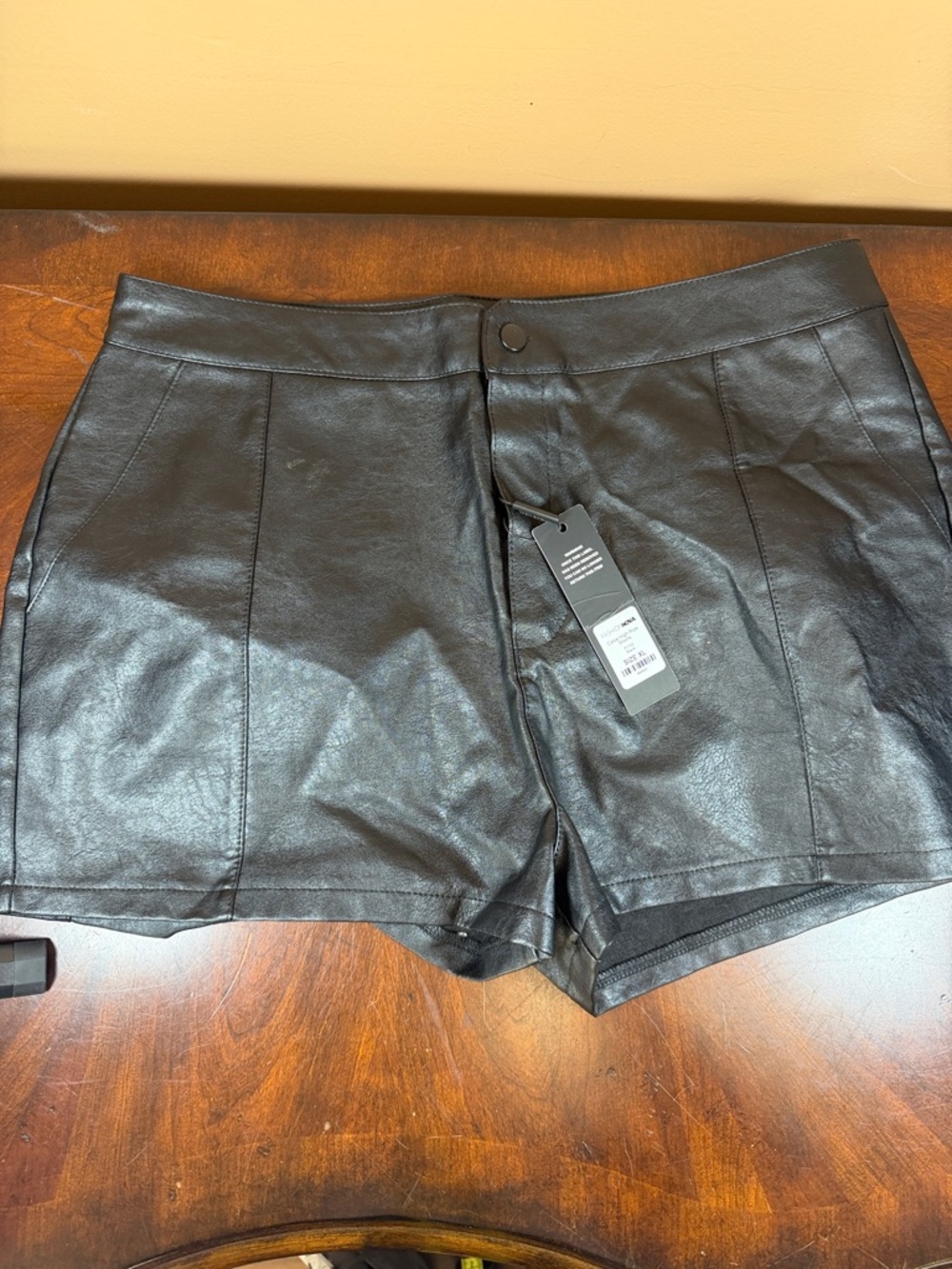 Fashion Nova Black High Waist Faux Leather Shorts